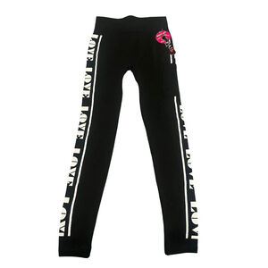OPPA! Leggings Women's Size Small Black White Love Graphic